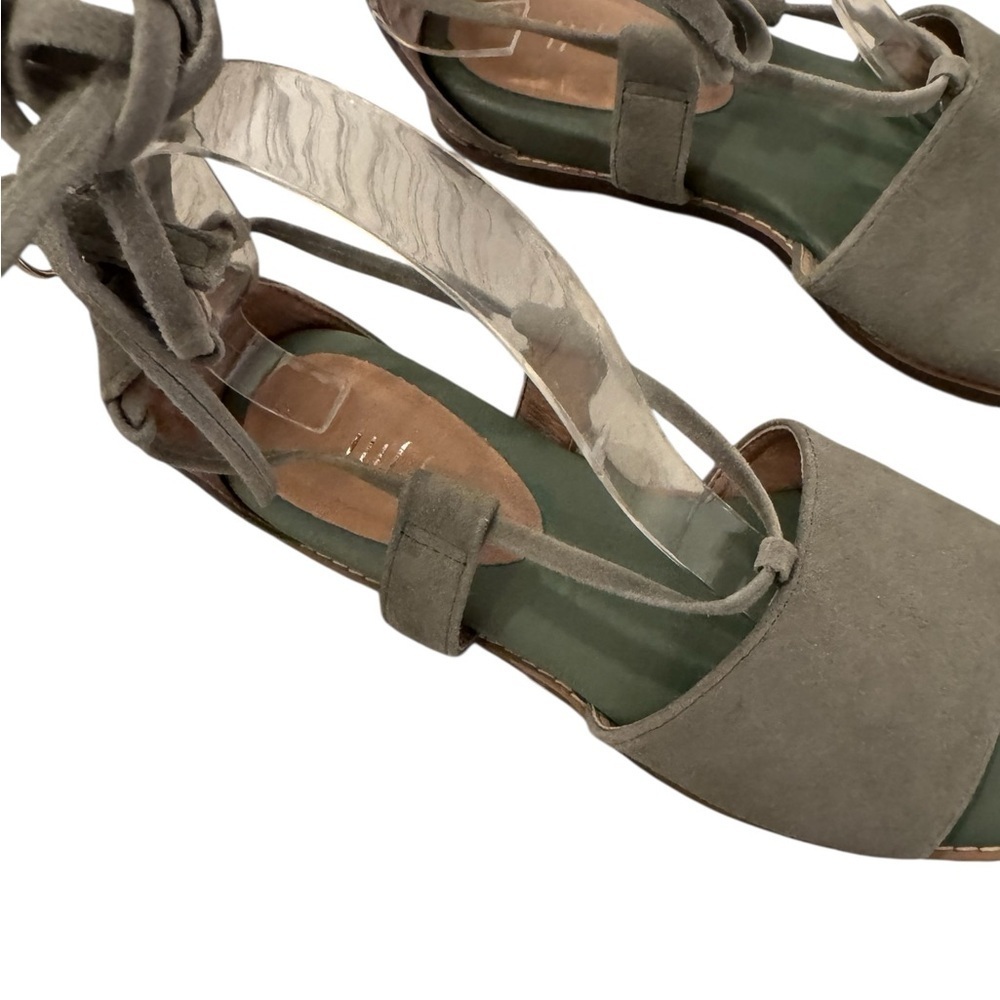 J.Jill Evonne Sandals Sz 6.5 Green Suede Gladiator Lace Up Demi Wedge Back Zip - Picture 4 of 8